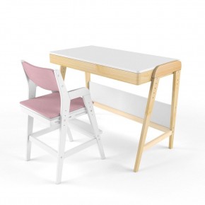 Комплект растущий стол и стул с чехлом 38 попугаев «Вуди» (Белый, Белый, Розовый) в Советском - sovetskij.mebel-74.com | фото
