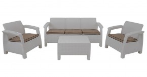 Комплект уличной мебели Yalta Premium Terrace Triple Set (Ялта) белый (+подушки под спину) в Советском - sovetskij.mebel-74.com | фото