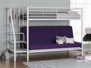 Кровать двухъярусная с диваном "Мадлен-3" (Белый/Фиолетовы) в Советском - sovetskij.mebel-74.com | фото
